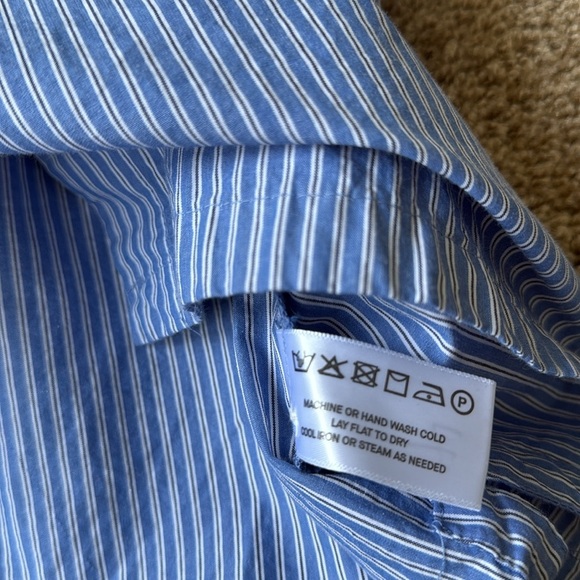 Modern Citizen Emma Open-Back Button Down Stripe Shirt Dress Blue White - Picture 11 of 13